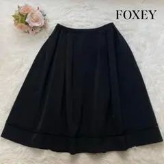 美品⭐️フォクシーニューヨーク 膝下丈スカート フレア ポケット 黒 38