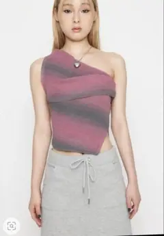 LAGUAGUM ONE SHOULDER MIX ニット