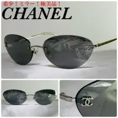 (希少!極美品!ミラー!)CHANEL シャネル ココマーク 縁なし サングラス