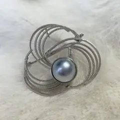 シルバー silver パールブローチ
