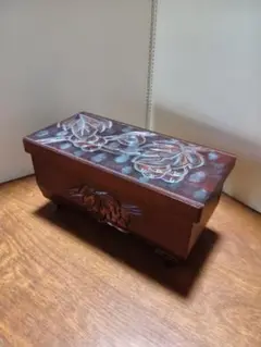昭和レトロ木彫り中型オルゴール　エリーゼのために