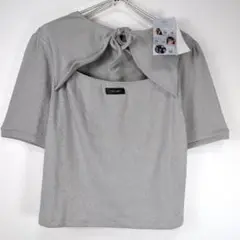 632　新品タグ付き CHIP CLIP　シルバーラメ　半袖ニット　　4L