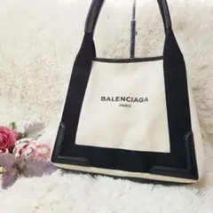バレンシアガ◆BALENCIAGA ネイビーカバス S トートバッグ