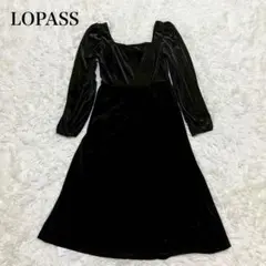 ロパス タグ付き フレアワンピース スクエア ベロア ドレス パーティ 二次会