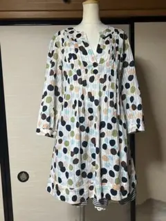 laura ashley おしゃれなデザイン水玉模様の五分袖チュニックサイズ11