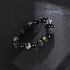 残り僅か！　数珠　ブレスレット　ブラック　ストーン　ワンポイント　ストリート