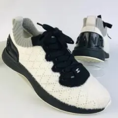 美品★CHANEL・ココマークビックロゴ ミックスファイバー スニーカー(35)
