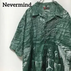N-2004 ヴィンテージ 総柄シャツ ポリシャツ エジプト 半袖シャツ XL