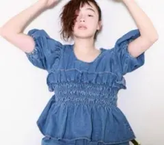 トップス papier denim louise blouse /black denim louise blouse/black | papier.official
