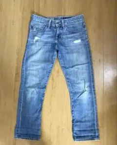 AGデニム　パンツ　レア　美品　24インチ　ブルーデニム　ピンクステッチ