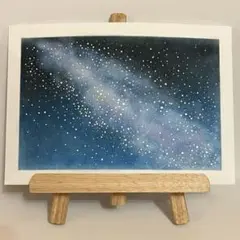 パステルアート　夜空にきらめく星屑のパステル画　A4サイズ　原画