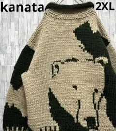 レア kanata カナタ カウチンニット セーター 熊モチーフ ノルディック カウチン セーター kanata ニット カナダ製 カナタ L 古着 メンズ