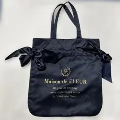 Maison de FLEUR リボン付きエコバッグ ネイビー