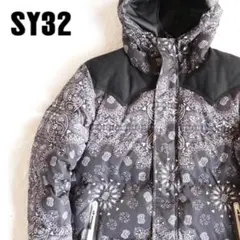 SY32 ペイズリー ダウンジャケット 総柄 ブラック M ストリート メンズ