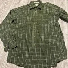 ダークグリーン チェック柄 長袖シャツ　LLBean