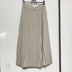 美品　プリーツ　ロング　スカート　M ベージュ　シンプル　総ゴム