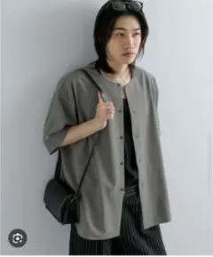 アーバンリサーチ SENCE OF PLACE ノーカラーシャツ L グレー