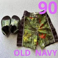 【美品】ベビー水着ハーフパンツ&ビーチサンダル 90 OLD NAVY