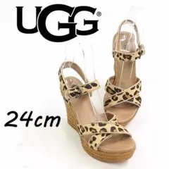 A4073■UGG アグ ジャズミン カーフヘアー レオパード サンダル 24