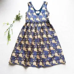 【極美品】プープレ　クジラ柄 ジャガードジャンパースカート　ワンピース