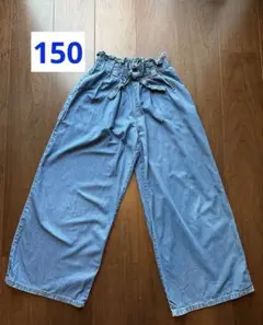 GU ライトデニムプルオンワイドパンツ 150