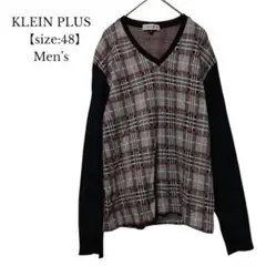【KLEIN PLUS／クランプリュス】長袖 カットソー　チェック柄　メンズ　L