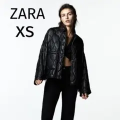 ZARA フェイクレザー キルティング パフ ジャケット