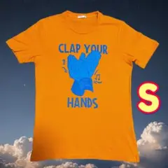 Tシャツ レディース オレンジ　S　プリントTシャツ used