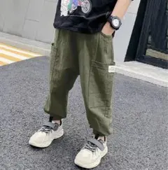 【グリーン×150】　SALE 新品　キッズパンツ　カーゴ　グリーン　カーキ