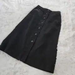 ユニクロ UNIQLO デニム ロング タイト スカート ブラック 黒 L