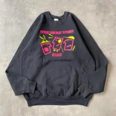 フルーツオブザルーム スウェット 80s USA製 ネオン XL 黒 12617