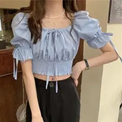 2wayオフショルトップス(ブルー)