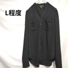 【透け感】長袖　シアーシャツ　ブラック　黒　海外　US古着