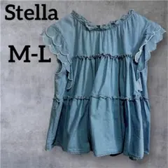 Stella【M-L】青のスカラップデザイントップス