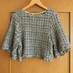 【美品】トップス　イエロー　チェック柄