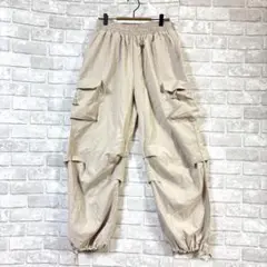 カーゴパンツ M ベージュ 美品 カジュアル ドロスト ウエストゴム Y2K