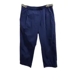 ルージュヴィフ リネン 麻混 クロップドパンツ S ネイビー 日本製