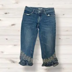 アクシーズファム　デニム　ジーパン　刺繍　フリル　1002J