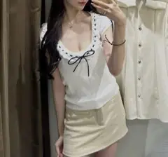 ZARA ロマンティックリブTシャツ