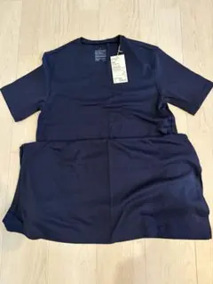 【新品】無印良品　半袖　ワンピース　ネイビー　Lサイズ