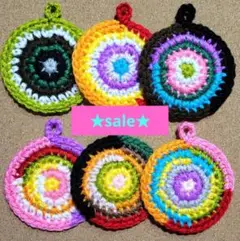 ★sale中★　カラフル　アクリルたわし　エコたわし　６枚SET