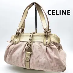 CELINE マカダム柄 トートバッグ ハンドバッグ キャンバス レザー