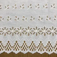 レース生地 片耳スカラップ 生成り 刺繍生地 199㎝