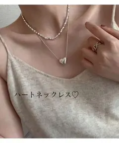 ネックレス❤︎ハートネックレス*スネークチェーン*2連*シルバー*韓国*