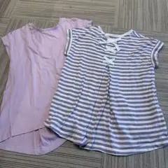 アーヴェヴェ　a.v.v後ろリボンTシャツ半袖　130 140お揃い　2枚セット