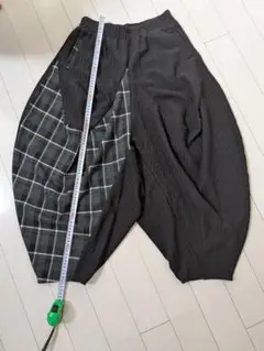 ハーレムパンツ 黒 チェック柄