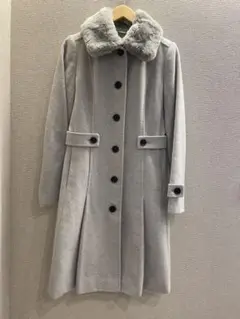 バーバリー ロングコート ラビットファー付