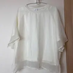 GLOBAL WORK シフォンドッキング七分袖　　アイボリー　L