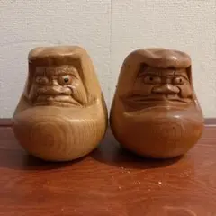 木彫り 達磨　ダルマ　置物　開運　縁起物