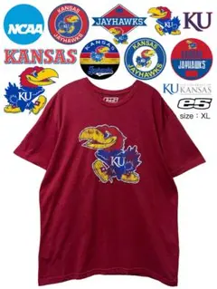 NCAA 　Kansas Jayhawks　Tシャツ　XL　あずき色　USA古着